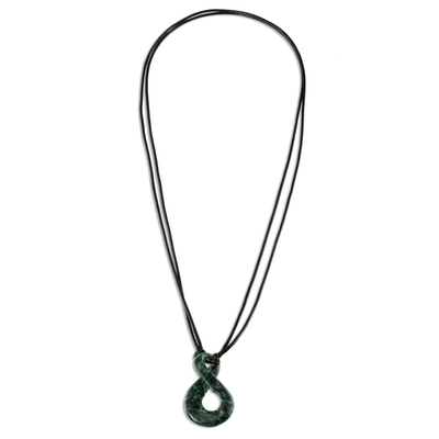 Jade pendant necklace, 'Eternal Unity' - Infinity Symbol Green Jade Necklace