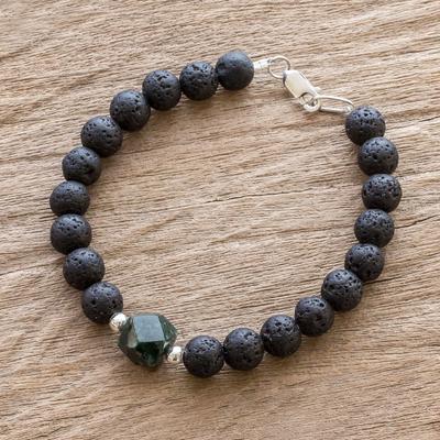 Lava stone and jade beaded bracelet, Mountain Forest