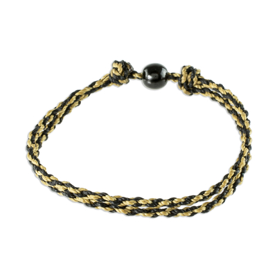 Jade-Anhänger-Armband, „Tierra“ – Schwarzes Jade-Perlen-Anhänger-Armband