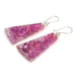Recycled CD dangle earrings, 'Orchid Polygons' - Recycled CD Dangle Earrings in Pink and Purple