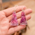 Recycled CD dangle earrings, 'Orchid Polygons' - Recycled CD Dangle Earrings in Pink and Purple