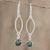 Jade dangle earrings, 'Dark Maya Empress' - Hand Crafted Jade and Sterling Silver Dangle Earrings (image 2) thumbail