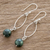 Jade dangle earrings, 'Dark Maya Empress' - Hand Crafted Jade and Sterling Silver Dangle Earrings (image 2b) thumbail