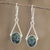 Jade dangle earrings, 'Maya Trapeze in Dark Green' - Artisan Crafted Silver and Jade Dangle Earrings (image 2) thumbail