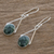 Jade dangle earrings, 'Maya Trapeze in Dark Green' - Artisan Crafted Silver and Jade Dangle Earrings (image 2b) thumbail
