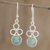 Jade dangle earrings, 'Trinity of Hope' - Apple Green Jade Dangle Earrings from Guatemala