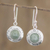 Jade dangle earrings, 'Maya Planets' - Handmade Light Green Jade and Sterling Silver Earrings (image 2) thumbail