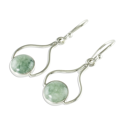 Jade dangle earrings, 'Mixco Renaissance' - Hand Crafted Jade and Sterling Silver Earrings