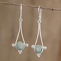 Jade dangle earrings, 'Mixco Harmony in Light Green'