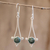 Jade dangle earrings, 'Mixco Harmony in Dark Green - Handmade Guatemalan Jade Dangle Earrings (image 2) thumbail