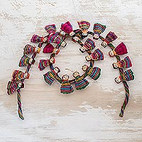 Cotton garland, 'Joy and Festivity' - Colorful Handmade Worry Doll Garland