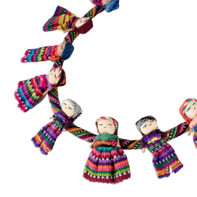 Baumwollgirlande - Kunsthandwerklich gefertigte Girlande aus Sorgenpuppen aus Guatemala