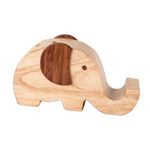 Wood cellphone holder, 'Elephant Friend' - Elephant Cellphone and Pencil Holder