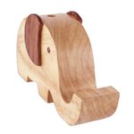 Wood cellphone holder, 'Elephant Friend' - Elephant Cellphone and Pencil Holder
