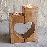 Rustic Wooden Heart Candle Holder Set  Of 4 Natural Wooden Heart Tea Light 
