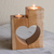 Tealight candle holders, 'One Heart' (pair) - Cedar Wood Heart Tealight Holders (Pair) (image 2) thumbail