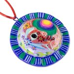 Ceramic ornaments, 'Eclipse of the Sun' (pair) - Crescent Moon Eclipse Ceramic Ornaments (Pair)