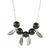 Jade pendant necklace, 'Dark Feathers' - Handmade Black Jade Feather Pendant necklace thumbail