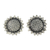 Sterling silver button earrings, 'Flourishing Sunflowers' - Realistic Sunflower Earrings in Sterling Silver thumbail