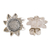 Sterling silver button earrings, 'Vintage Sunflower' - Oxidized Sterling Silver Sunflower Earrings from Guatemala