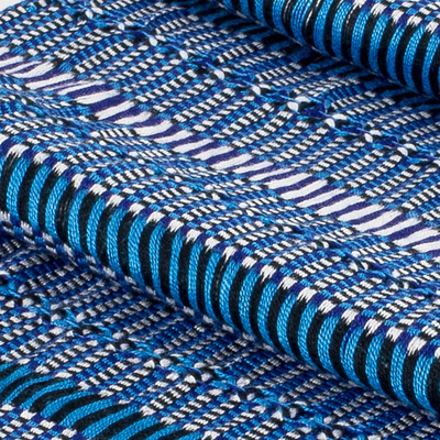 Cotton scarf, 'Atitlan Blues' - All-Cotton Hand Loomed Scarf in Blues