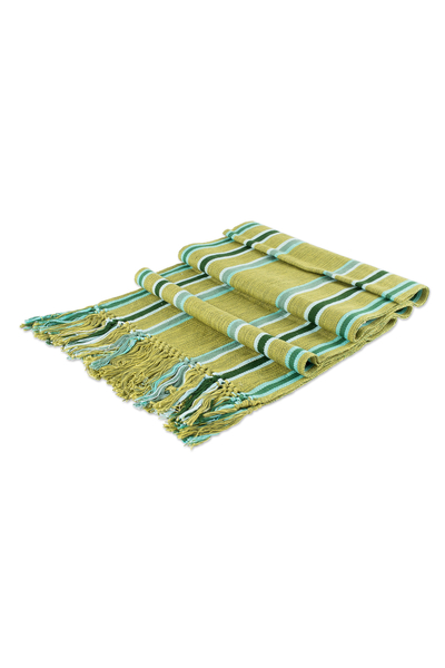 Cotton scarf, 'Naturally' - Striped 100% Cotton Hand Loomed Scarf