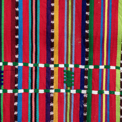 Tischläufer aus Baumwolle, 'Rainbow Mesa' - Mehrfarbig gestreifter Tischläufer aus Baumwolle