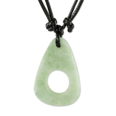 Unisex-Halskette mit Jade-Anhänger - Verstellbare Halskette mit Anhänger aus hellgrüner Jade
