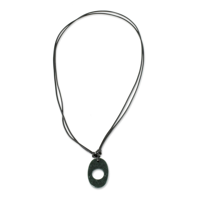 Unisex-Halskette mit Jade-Anhänger - Ovale Jade-Anhänger-Halskette