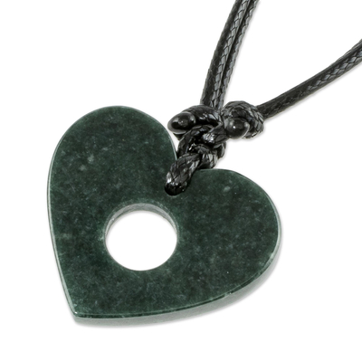 collar con colgante de jade - Collar colgante de jade en forma de corazón
