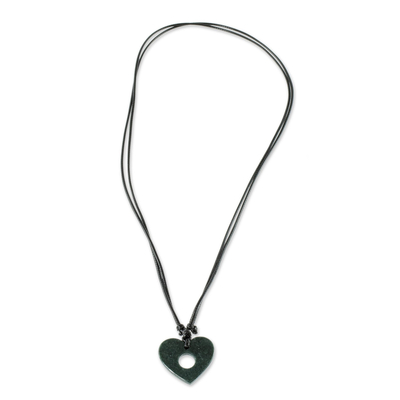 collar con colgante de jade - Collar colgante de jade en forma de corazón