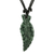 Unisex jade pendant necklace, 'Fly Free in Dark Green' - Hand Crafted Dark Jade Pendant Necklace thumbail
