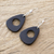 Jade dangle earrings, 'Strum in Black' - Dangle Earrings with Black Jade (image 2b) thumbail
