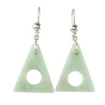 Jade dangle earrings, 'Angularity in Light Green' - Light Green Jade Triangle Earrings