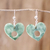Jade dangle earrings, 'Heart Passage' - Heart-Shaped Green Jade Dangle Earrings (image 2) thumbail