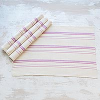 Cotton placemats, 'Individualist in Lilac' (set of 4)