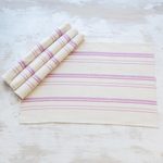 Cotton placemats, 'Individualist in Lilac' (set of 4) - Lilac and Orchid Striped Cotton Placemats (Set of 4)