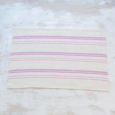 Cotton placemats, 'Individualist in Lilac' (set of 4) - Lilac and Orchid Striped Cotton Placemats (Set of 4)