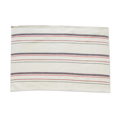Cotton placemats, 'Individualist in Grape' (set of 4) - Striped Hand Woven Cotton Placemats (Set of 4)