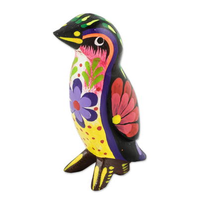 estatuilla de madera - Figura pinguino multicolor pintada a mano