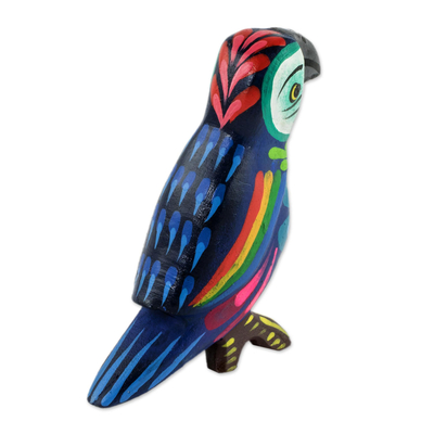 estatuilla de madera - Figura de guacamayo de madera de pino pintada a mano multicolor