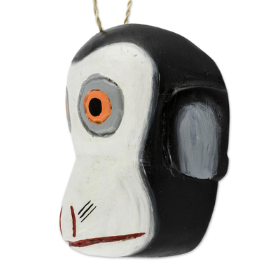 Small wood mask, 'Miko Monkey' - Hand Crafted Monkey Mask from Guatemala