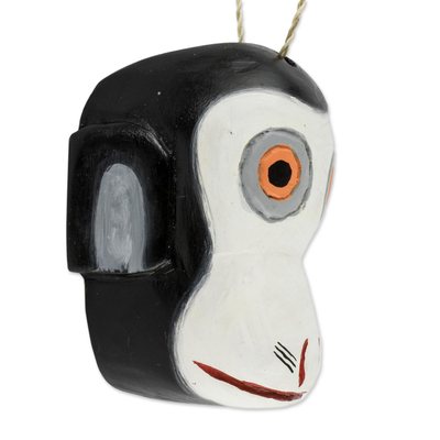 Small wood mask, 'Monkey' - Hand Crafted Monkey Mask from Guatemala