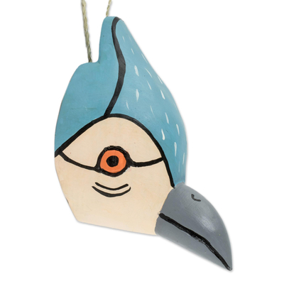 Máscara de madera pequeña - Máscara de madera pequeña martín pescador azul claro