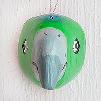 Small wood mask, 'Colorful Bird' - Small Handmade Parrot Mask