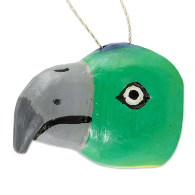Small wood mask, 'Colorful Bird' - Small Handmade Parrot Mask