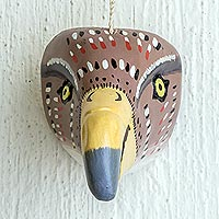Small wood mask, 'Bald Eagle' - Small Hand Crafted Eagle Wall Mask
