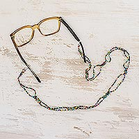 Beaded eyeglass lanyard, 'Multicolored Melange' - Multicolored Beaded Eyeglass Lanyard