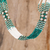 Lange Perlen-Torsade-Halskette - Lange Torsade-Halskette mit grünen und weißen Perlen