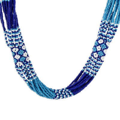Blue Torsade Necklace Made from Glass Beads